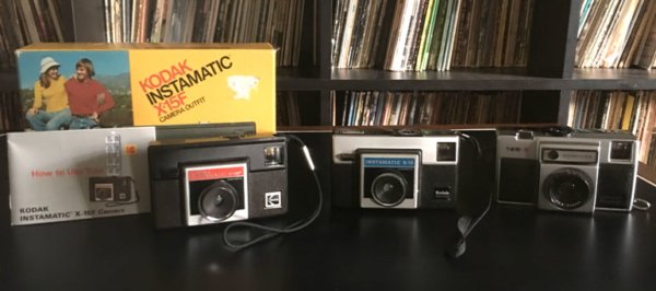 photograph of a display of kodak Instamatic cameras